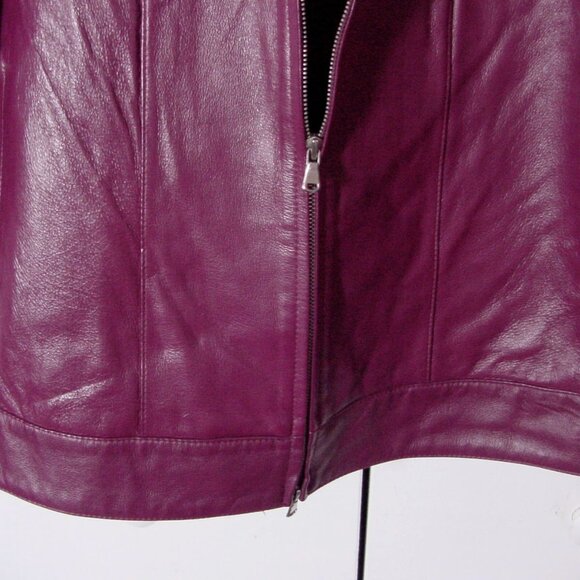 Vtg JL Studio For Jessica London Maroon Red Women's Cafe Racer Jacket Sz 18W - Picture 3 of 10